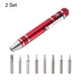 thumbnail image 3 of Uxcell 2Pcs 8 en 1 Mini Juego de Destornillador de Bolígrafos Magnéticos Pequeños con Puntas Phillips y Planas, Rojo, 3 of 6