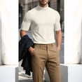 thumbnail image 6 of Breezora Men's Thermal Turtleneck T-Shirt Slim Fit Base Layer Short Sleeve Top for Spring and Autumn Comfort Wear L Size Beige, 6 of 8