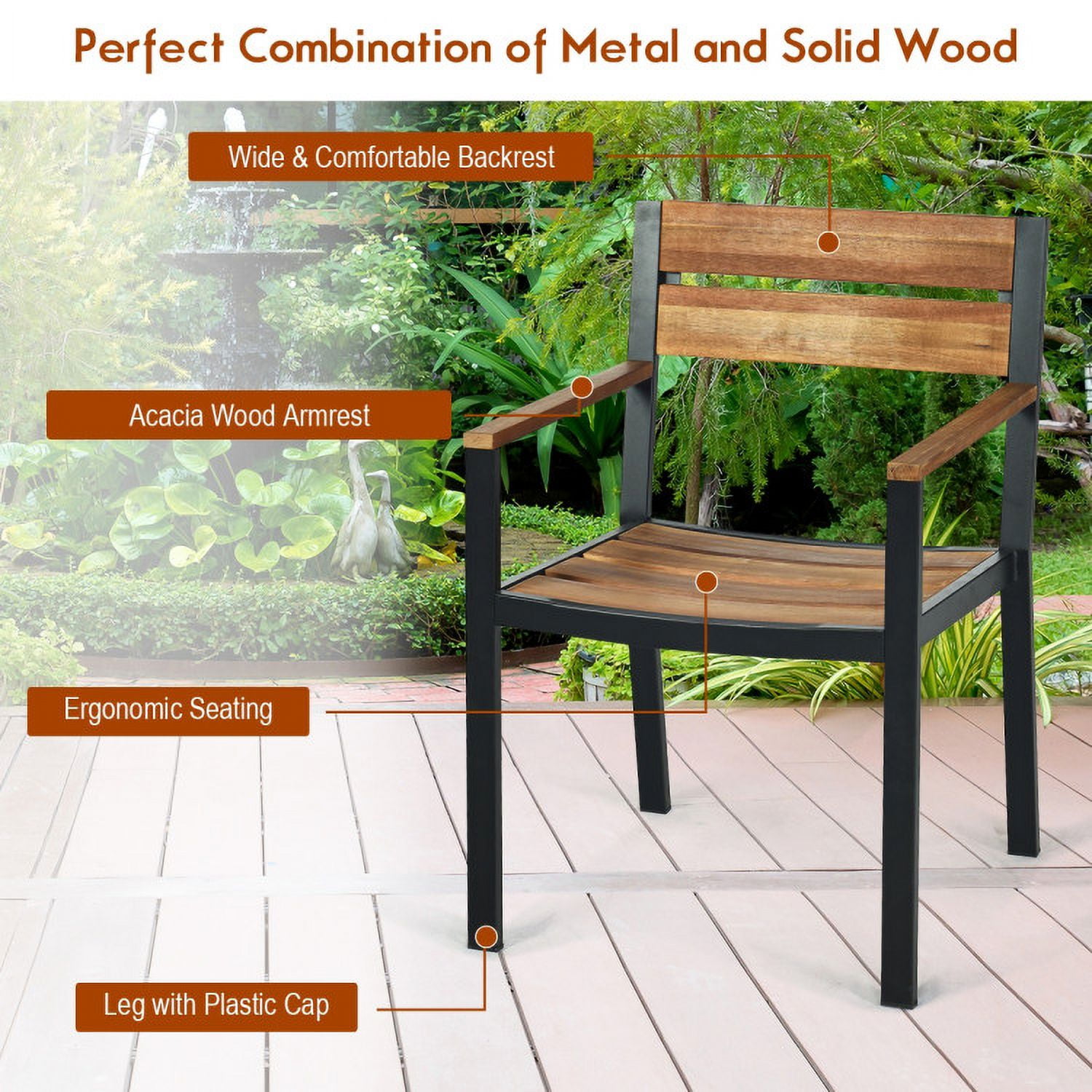 Aimee Lii 7 Pieces Patented Outdoor Patio Dining Table Set with Hole, Outdoor Patio Furniture, Blue