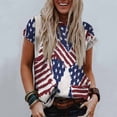 thumbnail image 6 of QLEICOM Womens 4th of July Tops Independence Day Popular American Flag Printed T-shirt Flag Printing Round Neck Print Summer Loose Fitting Tee Tops Blouses White XXL, 6 of 6