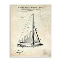 Stupell Industries Vintage Sailboat Watercraft Technical Design Diagram Wood Wall Art, 10 x 15, Design by Karl Hronek