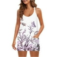 thumbnail image 1 of Femmes Été Sans Manches Mini Robe V Cou Spaghetti Sangle Robe de Soleil Athlétique Robe Courte avec Poches, 1 of 5