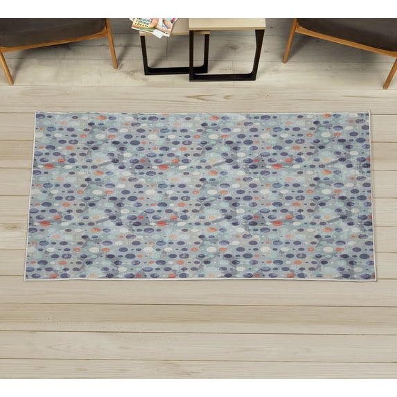 Abstract Decorative Rug, Colorful Circular Large Polka Dots Bubble Happy Hipster Fun Print, Quality Carpet for Bedroom Dorm and Living Room, 6 Sizes, Almond Green, by Ambesonne