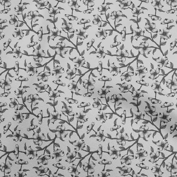 oneOone Cotton Jersey Light Gray Fabric Floral Retro Quilting Supplies Print Sewing Fabric By The Yard 58 Inch Wide