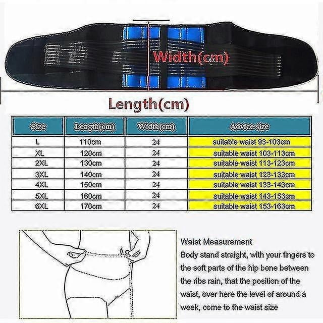 Cinturón de soporte lumbar para la cintura, talla 5XL y 6XL, para terapia de salud, corrección de la postura de la columna vertebral y alivio del dolor por hernia discal para hombres y mujeres.