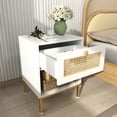 thumbnail image 4 of iSunirm Nightstand Set of 2, Rattan Night Stands for Bedroom Set of 2, Mid-Century Modern Nightstand with Drawer, Bedside Table for Bedroom, Boho End Table Bedroom, White, 4 of 8