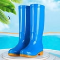 thumbnail image 2 of hopeusnice Women Tall Knee High Rain Boot Square Toe Waterproof Shoe For Farm Garden Work Blue 35, 2 of 5