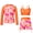 Orange Tie Dye, variant on Lanbubble Girls Swimsuit 3-Piece Zip Long Sleeve Rash Guard Bathing Suits Bikini Boyshort Set Summer Swimwear 9-10 Years