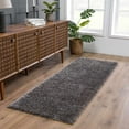 thumbnail image 6 of Hauteloom Faina Machine Washable Solid Shag Rug - Plain Living Room Bedroom Shaggy Area Rug - Fluffy Plush High Pile Carpet - Dark Grey, Gray - 7'10" x 10', 6 of 16