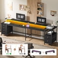 thumbnail image 5 of Sarifur L Shaped Computer Desk with Charging Station and LED Lights, 66 inch PC Table Study Desk 6 Drawers for Bedroom,Office Black, 5 of 7