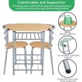 thumbnail image 6 of YEXJ 3-Piece Dining Room Table Set, Kitchen Table & Chair Sets for 2, Compact Table Set w/Steel Legs, Built-in Wine Rack for Breakfast Nook, Small Space, Apartment,31.5x21x29" (LxWxH)-Natural, 6 of 13
