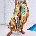 thumbnail image 5 of Women's Boho Skirt Waisted Drawstring Pleated A Line Skirts Flowy Vacation Beach Long Skirts, 5 of 5
