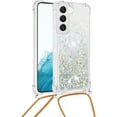 thumbnail image 2 of Long Crossbody Lanyard Clear Case for Samsung Galaxy S23+ Plus with Adjustable Neck Strap, Glitter Sparkly Bling Quicksand Phone Cover Cases for Samsung Galaxy S23 Plus Rose Gold QKG Silver, 2 of 14