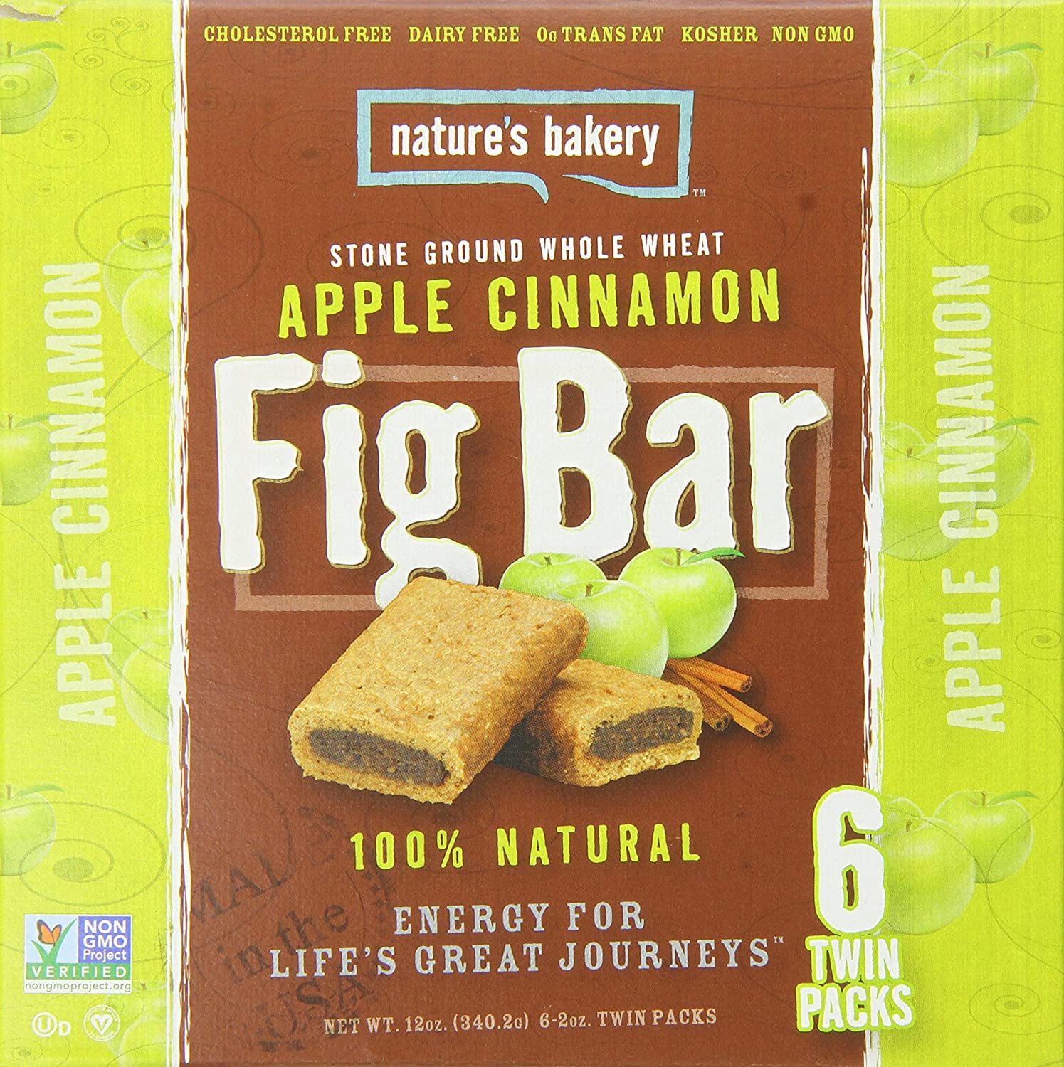 Nature's Bakery Stone Ground Whole Wheat Apple Cinnamon Fig Bars, 12 oz, (Pack of 6)