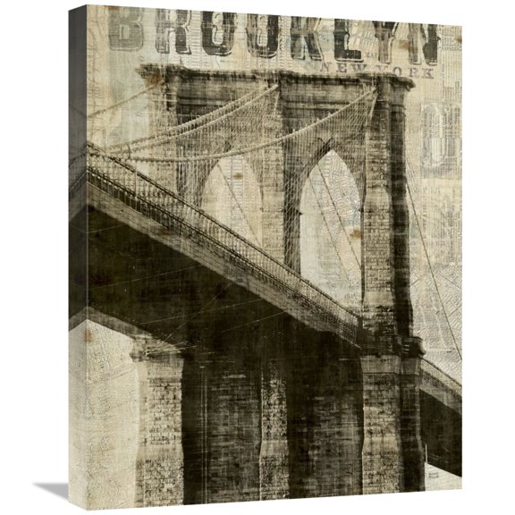 Global Gallery's 'Vintage New York Brooklyn Bridge' By Michael Mullan Stretched Canvas Wall Art
