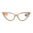 thumbnail image 4 of Women Blue Light Blocking Cat Eye Reading Glasses 2.00 Ladies Handmade Diamond Brown Frame Readers +2.00 Strength, 4 of 5