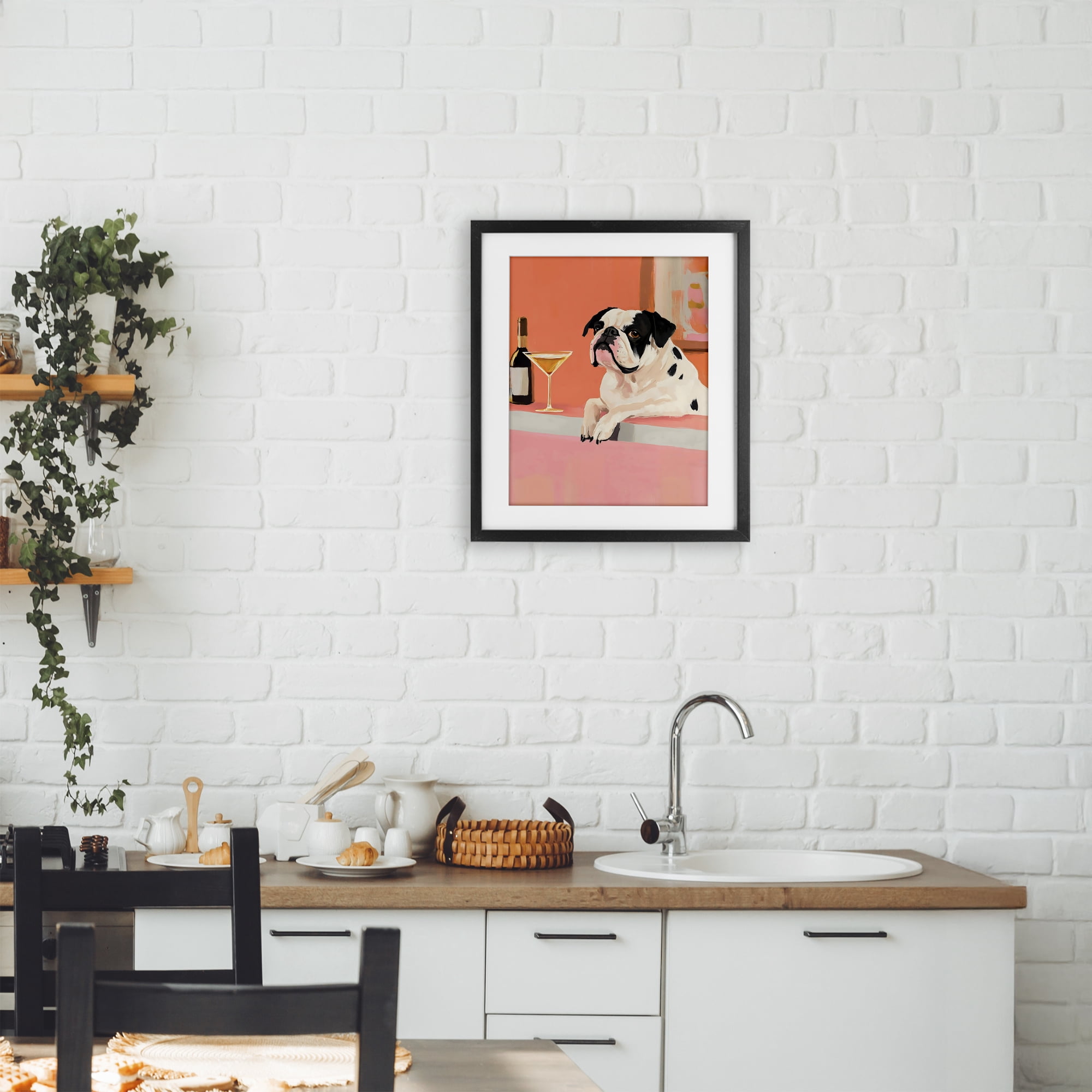 Stupell Industries Bulldog at Martini Lounge Black Framed Print Under Glass, design by The Prints Vibe