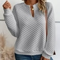 thumbnail image 3 of Women's Texture Sweatshirts Cutout U Neck Pullover Tops Casual Hooded Sweater Long Sleeve Shirt Top, 3 of 7