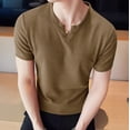 thumbnail image 2 of Camisas de Verano Casuales de Manga Corta de los Hombres Color Sólido V-Cuello Blusa de Fitness, 75% Poliéster 20% Rayón 5% Spandex, 2 of 7