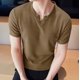 thumbnail image 2 of Camisas de Verano Casuales de Manga Corta de los Hombres Color Sólido V-Cuello Blusa de Fitness, 75% Poliéster 20% Rayón 5% Spandex, 2 of 7