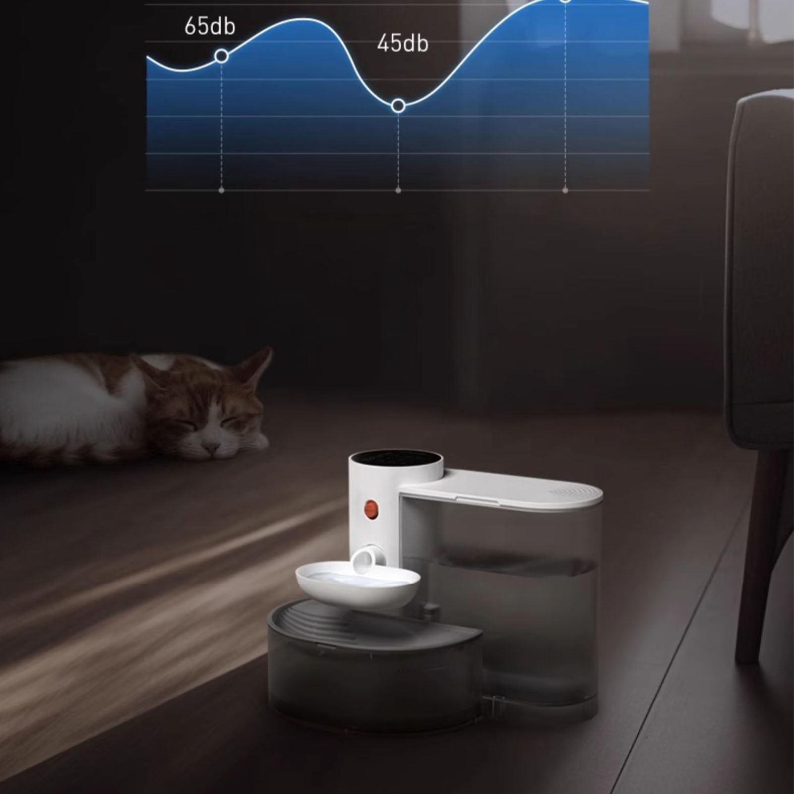 YAHHU Smart Cat Water Dispenser 3L Water Tank Self Refill Tipping Rechargeable Automatic Pet Water Bowl Cat Waterer Fluid Fountain System With Built-in 2000mAh Battery Included