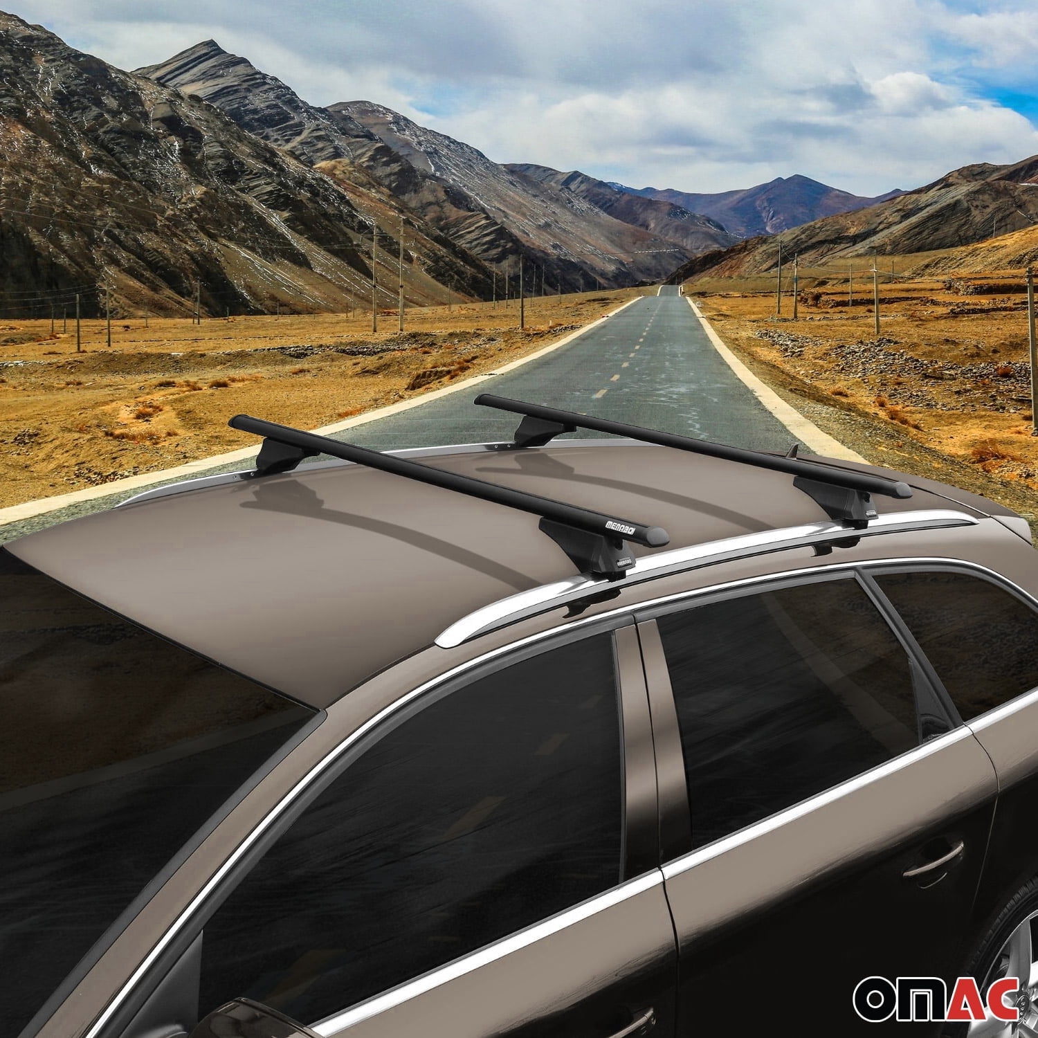OMAC Top Roof Racks Cross Bars for Mitsubishi Outlander 2014-2020 Black Aluminium 2 Pcs Anti-Theft for Travel Kayak Canoe Surf Ski Snowboard Camping