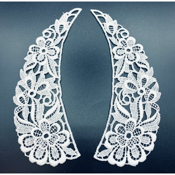 White Vintage Venice Lace Collar (7" H X 2" W) - 3 Pairs