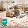 thumbnail image 4 of ODIKA 5'x7' Washable Area Rug Pink Boho Ribbon Border Alfombra Para Cuarto Scattered for Small Living Room, Bedroom, Easy Care, Non-Shedding, Pet Friendly, 4 of 7