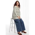 thumbnail image 3 of June & Vie Women's Plus Size Acid Wash Peasant Blouse, 3 of 6