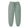thumbnail image 4 of felwors Capris Pants for Women Stretchy Elastic Waist Pocket Shorts Quick Dry Lightweight Casual Athletic Lounge Trousers (Light Green, XL), 4 of 7