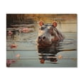 thumbnail image 3 of Designart "Hippo Pastoral Hippopotamus Mighty wall decor" Animals Print on Natural Pine Wood, 3 of 5
