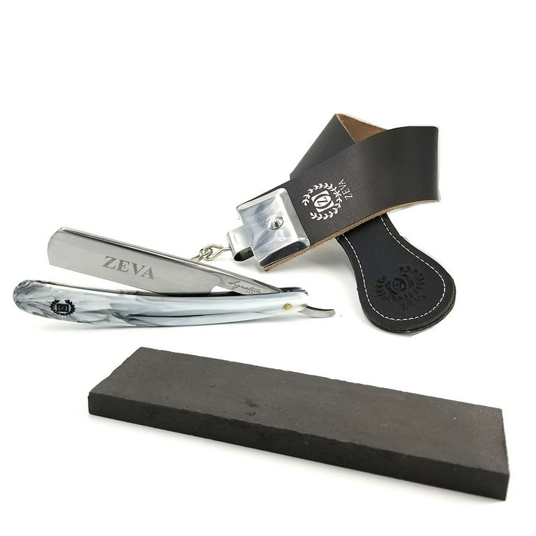 Folding Knife Straight Razor Kit Leather Strop & Whetstone Sharpener  Cutthroat! 