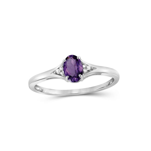 JewelersClub Amethyst Gemstone Ring Birthstone Jewelry – Sterling Silver Ring Jewelry with White Diamond Accent – Gemstone Rings with Hypoallergenic Silver Band