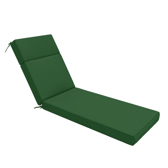 Snubbull Outdoor Chaise Lounge Cushions, with High-Density Foam, Ties Waterproof & Fade Resistant for Lawn and Pool Lounge Chairs, 72x21x4 inch, Green