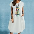 thumbnail image 2 of OAVQHLG3B Pineapple Pocket Crewneck Dress for Women Straight Short Sleeve Midi Dresses Beach Dress Summer Women Vestidos Vestir, 2 of 4