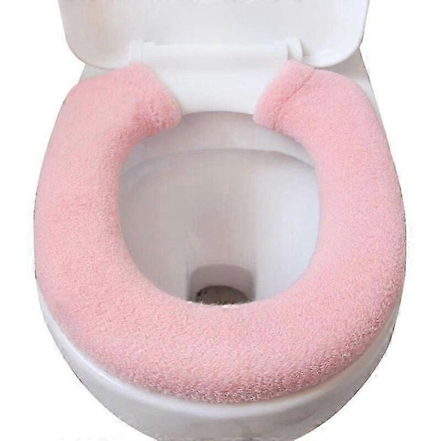 Toilet Seat Universal Toilet Seat High Elasticity Removable Washable Colorfast Warm Winter Toilet Cover, Pink