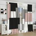 thumbnail image 4 of Geometric Pink Curtains, Modern Abstract Checkered Black Grey White Print for Room Window Decor, Rod Pocket Blackout Drapes for Living Room Bedroom Kitchen 2 Panel Set 21" W X 54" L, 4 of 6