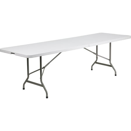 flash furniture 30x96 plastic bi fold table in granite white