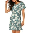 thumbnail image 2 of Naloa Flower Print Women Nightgowns,Womens Loungewear,Short Sleeve Sleepwear,Comfy Ladies Nightdress, 2 of 6