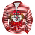 thumbnail image 2 of Ceisia Men's Carnival Clown Print Half-Zip Long Sleeve Sweatshirt | Red White Stripe Casual Festival Top Gifts, 2 of 3