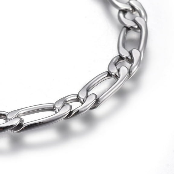 1pc Tarnish Resistant 304 Stainless Steel Figaro Chain Bracelets with Lobster Claw Clasps Stainless Steel color 8-1/4 inch(21cm) 5mm