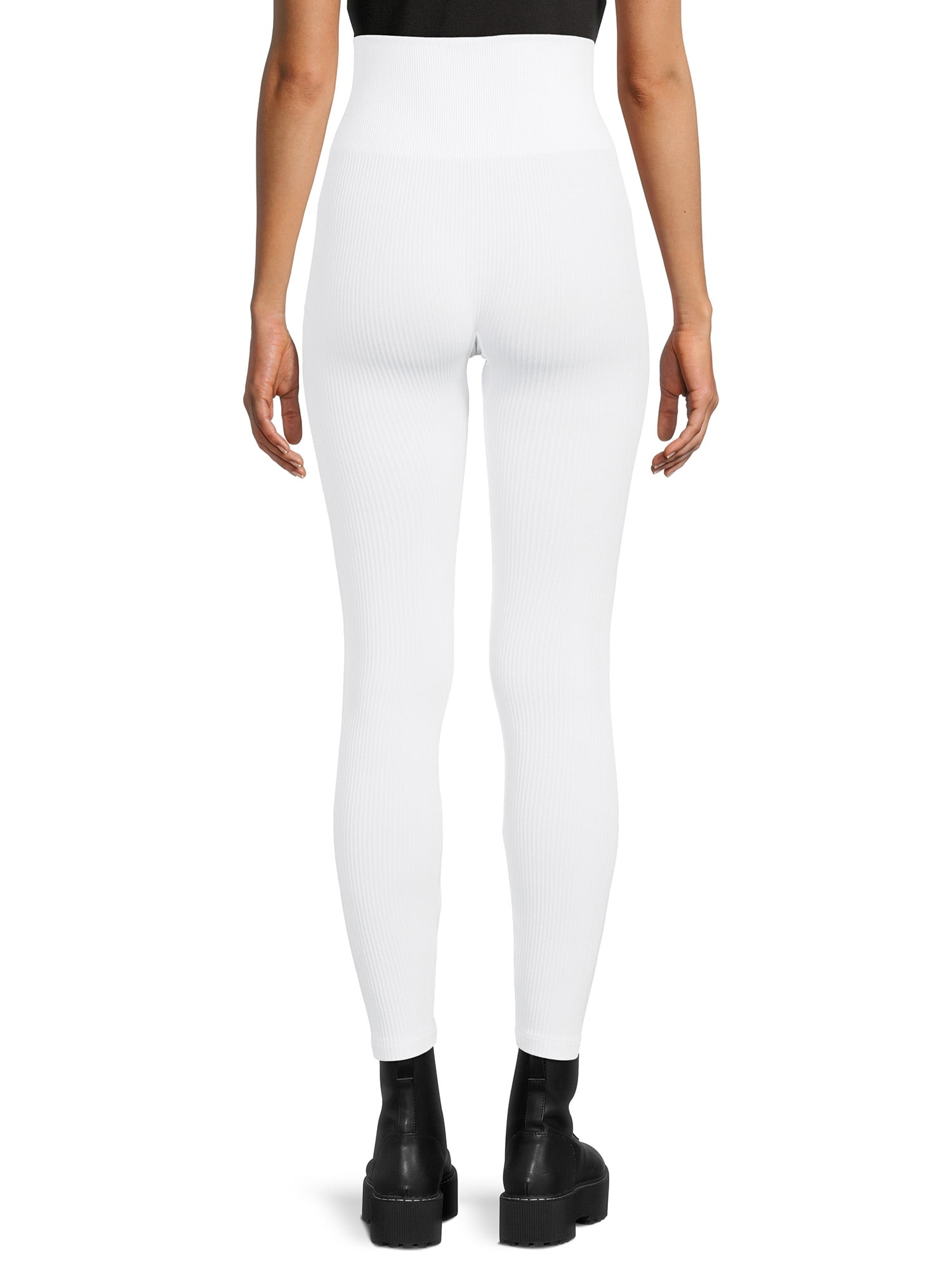 White Structured Snatched Rib Leggings