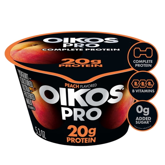 Oikos Pro 20g Protein Peach Yogurt-Cultured Ultra-Filtered Milk Product Cup, 5.3 oz