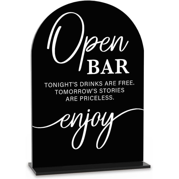Acrylic Wedding Sign Wedding Signs for Ceremony Open Bar Sign for Wedding Modern Calligraphy Arch Acrylic Table Top Sign for Wedding Reception and Event Party Table(black）