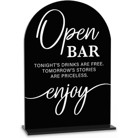 Acrylic Wedding Sign Wedding Signs for Ceremony Open Bar Sign for Wedding Modern Calligraphy Arch Acrylic Table Top Sign for Wedding Reception and Event Party Table(black）