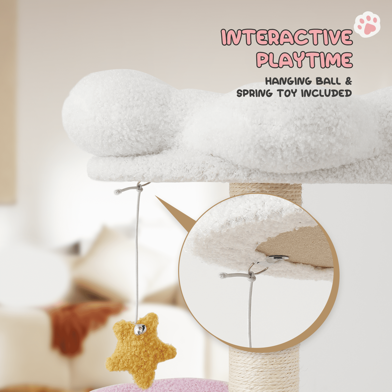 MoNiBloom 33" Flower Cat Tree for Indoor Cats, Compact Cat Tower with Condo, Scratching Posts, Flower Perch & Dangling Toys for Kittens & Small Cats, Cute Cat Furniture Stand, Purple