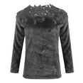 thumbnail image 6 of Valueadd Clothing Women's Long Sleeve Pullovers Lace Patchwork Knit Sweater Crewneck Solid Color Casual Knit Pullover Sweater Tops Gray XL, 6 of 6