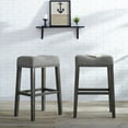 thumbnail image 1 of Roundhill Furniture Coco Upholstered Backless Saddle Seat Bar Stools 29" Height Set of 2, Gray, 1 of 4