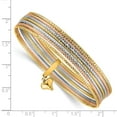 thumbnail image 3 of Real 14kt With Dangle Heart Tri-color Set of 7 Textured Slip-on Bangles; for Adults and Teens; for Women and Men, 3 of 3