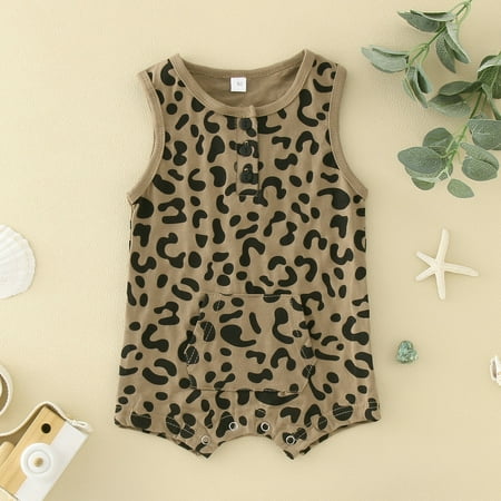 

NIUREDLTD Summer Style Babys Boys Girls Sleeveless Vest Leopard Prints Romper Bodysuit